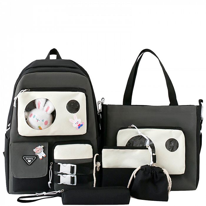 SG5030-4 черн/бел Комплект сумок для девочек (43х31х14)