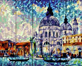 FLA064 цветн Рисование по номерам ПО ДЕРЕВУ. Красочная Венеция (40х50)